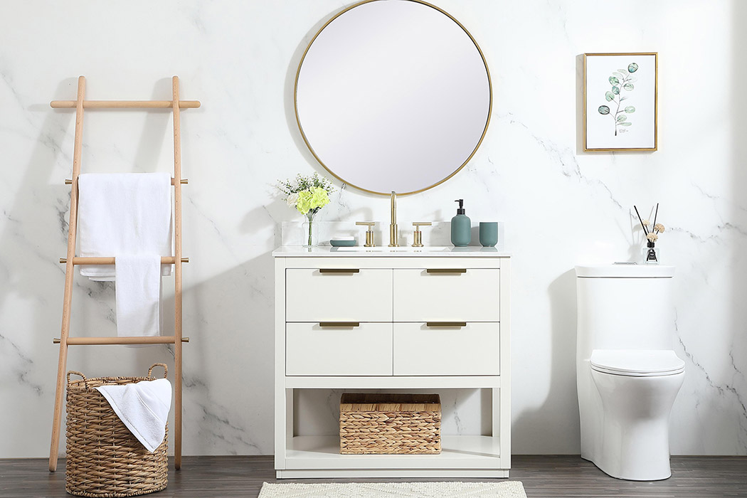Elegant Bathroom Vanity - White (VF19236WH-BS)