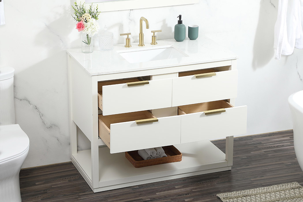 Elegant Bathroom Vanity - White (VF19242WH)
