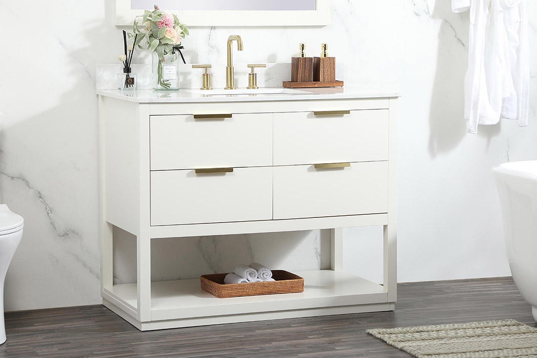 Elegant Bathroom Vanity - White (VF19242WH-BS)