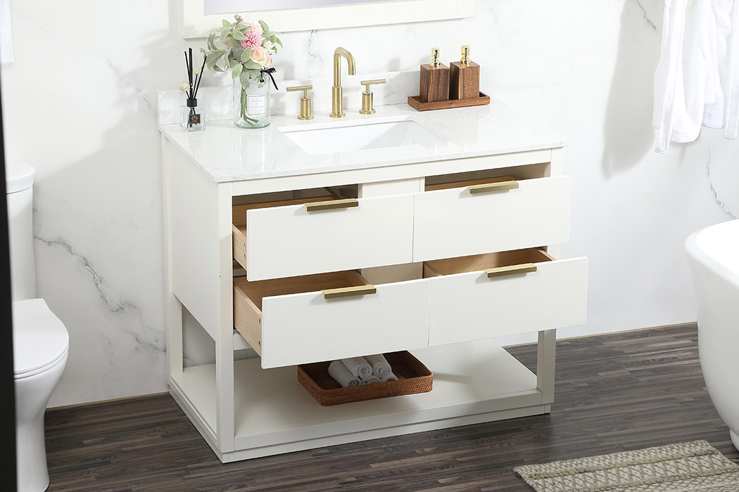 Elegant Bathroom Vanity - White (VF19242WH-BS)