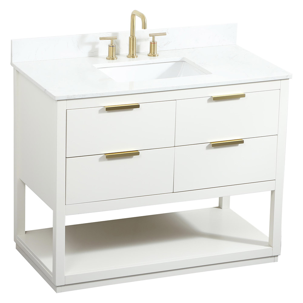 Elegant Bathroom Vanity - White (VF19242WH-BS)