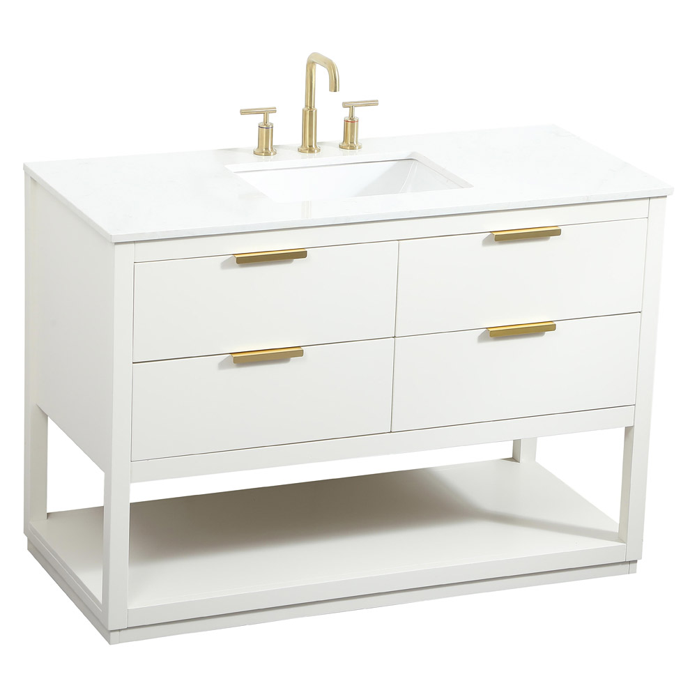 Elegant Bathroom Vanity - White (VF19248WH)