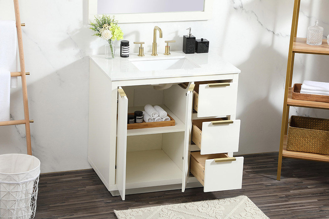Elegant Bathroom Vanity - White (VF19436WH)