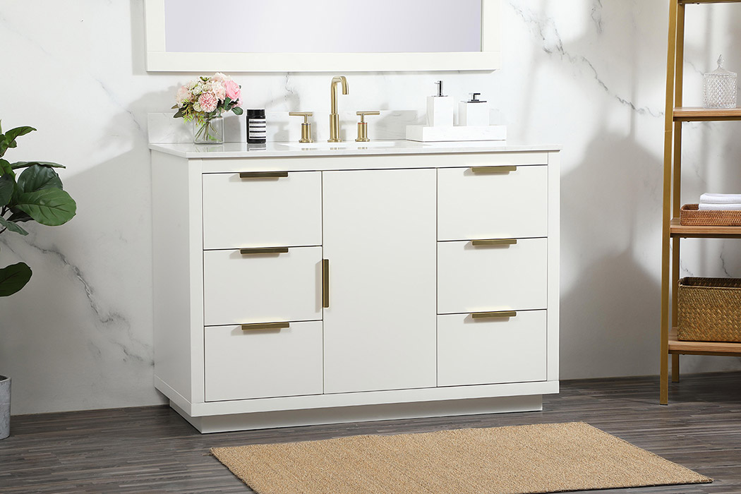 Elegant Bathroom Vanity - White (VF19448WH-BS)
