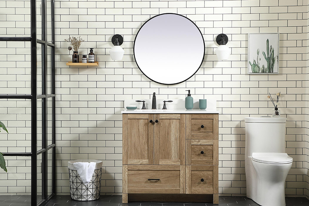 Elegant Bathroom Vanity - Natural Oak (VF2836NT-BS)