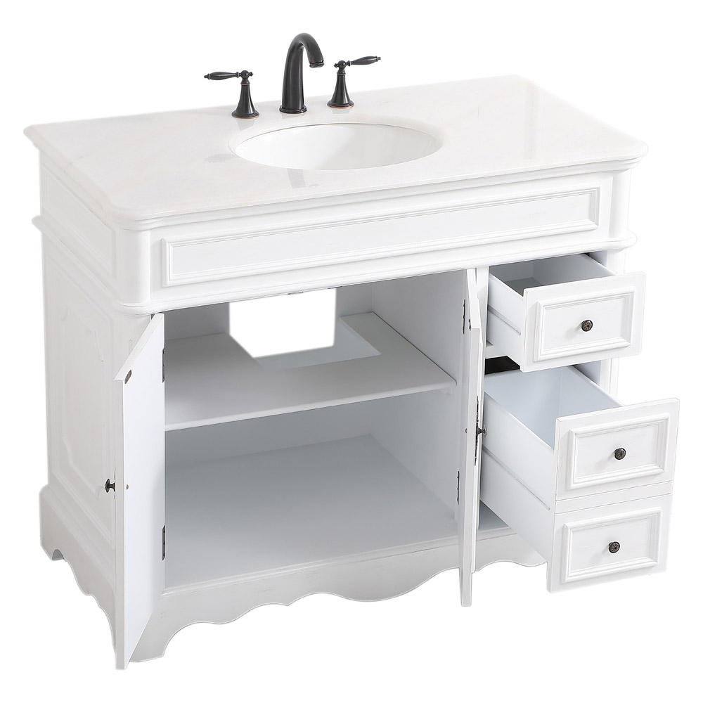 Elegant Bathroom Vanity - Antique White (VF30442AW)