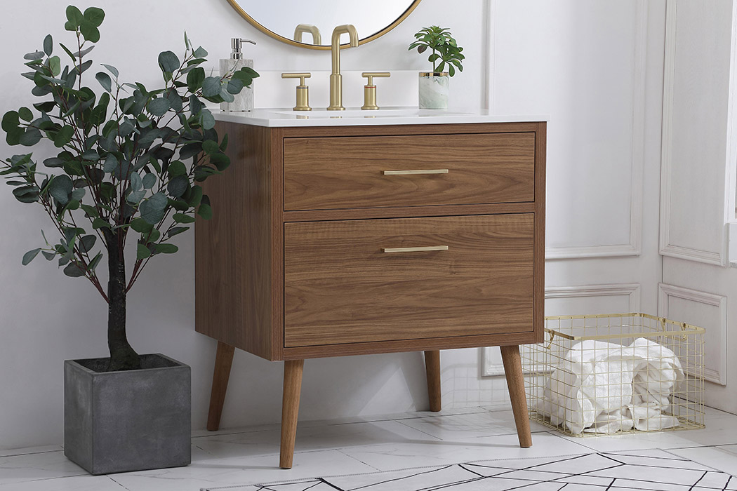 Elegant Bathroom Vanity - Walnut Brown (VF41030WB-BS)