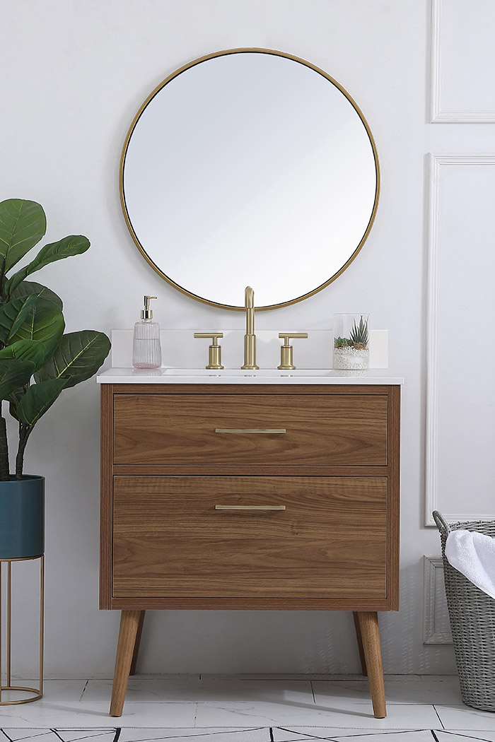 Elegant Bathroom Vanity - Walnut Brown (VF41030WB-BS)