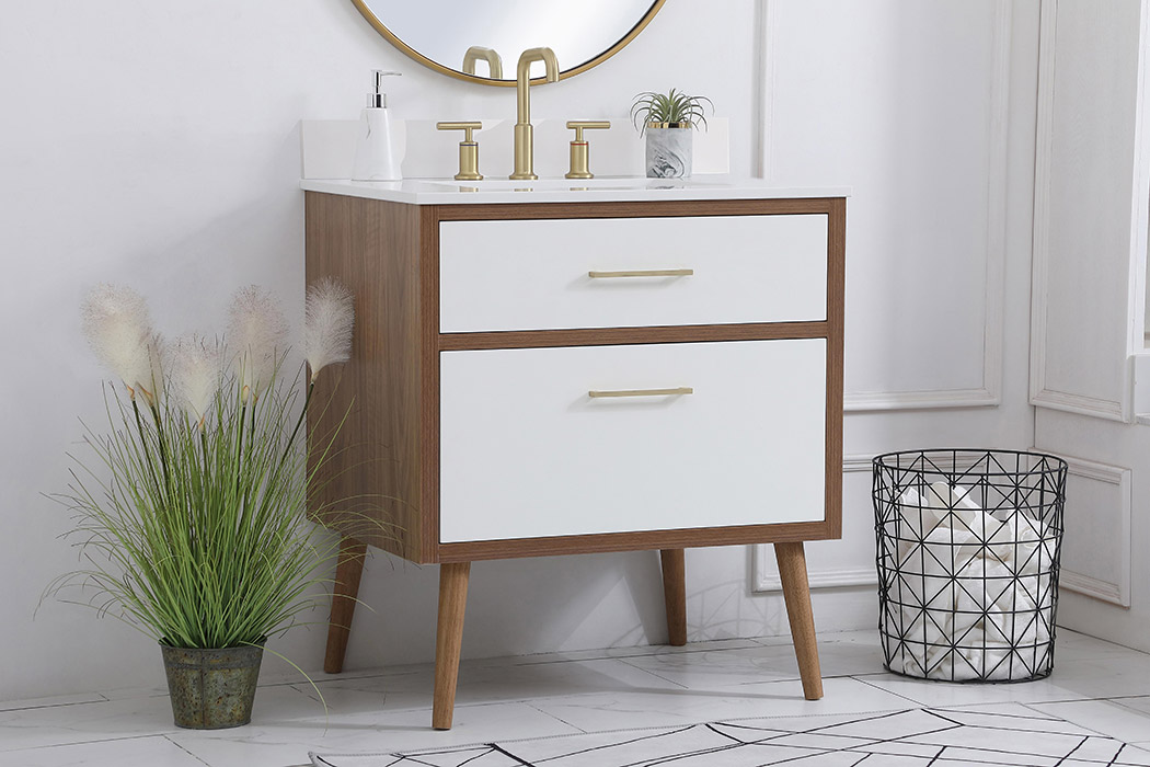 Elegant Bathroom Vanity - White (VF41030WH-BS)