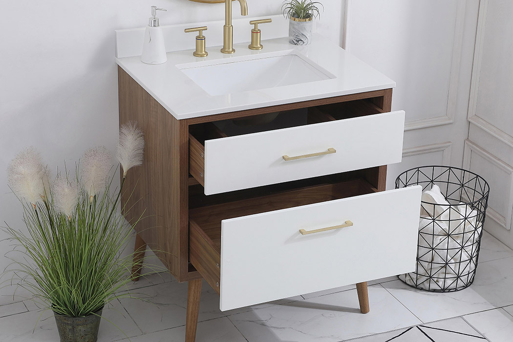 Elegant Bathroom Vanity - White (VF41030WH-BS)