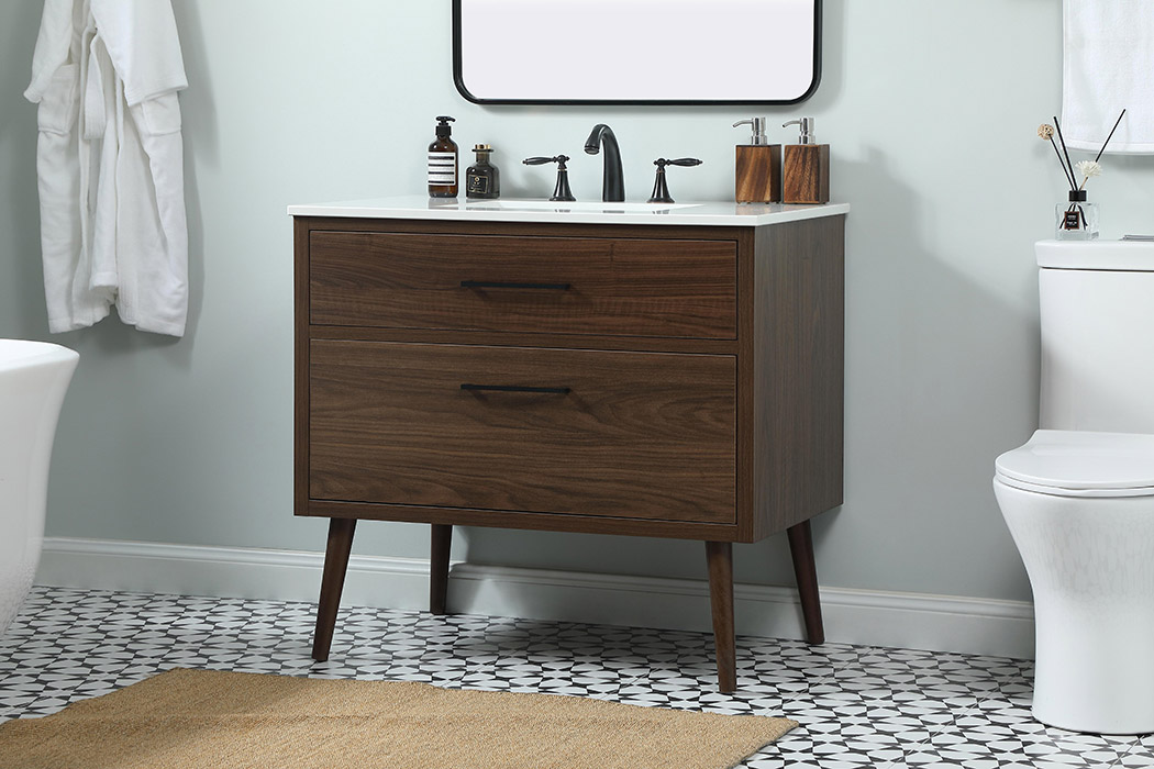 Elegant Bathroom Vanity - Walnut (VF41036MWT)