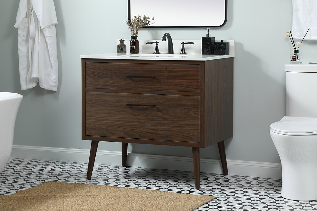 Elegant Bathroom Vanity - Walnut (VF41036MWT-BS)