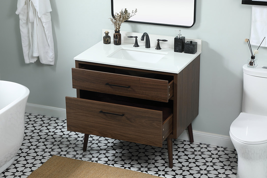 Elegant Bathroom Vanity - Walnut (VF41036MWT-BS)