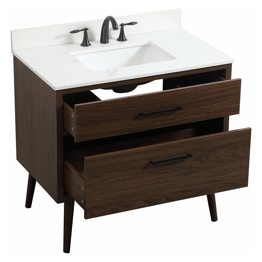 Elegant Bathroom Vanity - Walnut (VF41036MWT-BS)