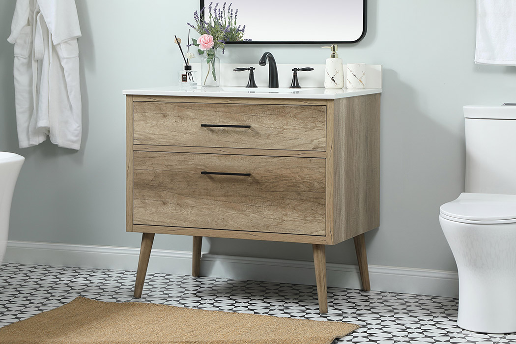 Elegant Bathroom Vanity - Natural Oak (VF41036NT-BS)