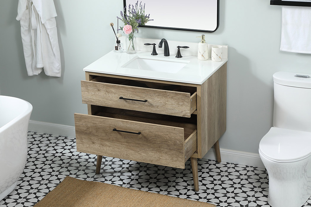 Elegant Bathroom Vanity - Natural Oak (VF41036NT-BS)