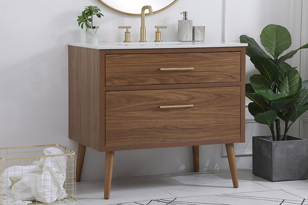 Elegant Bathroom Vanity - Walnut Brown (VF41036WB)