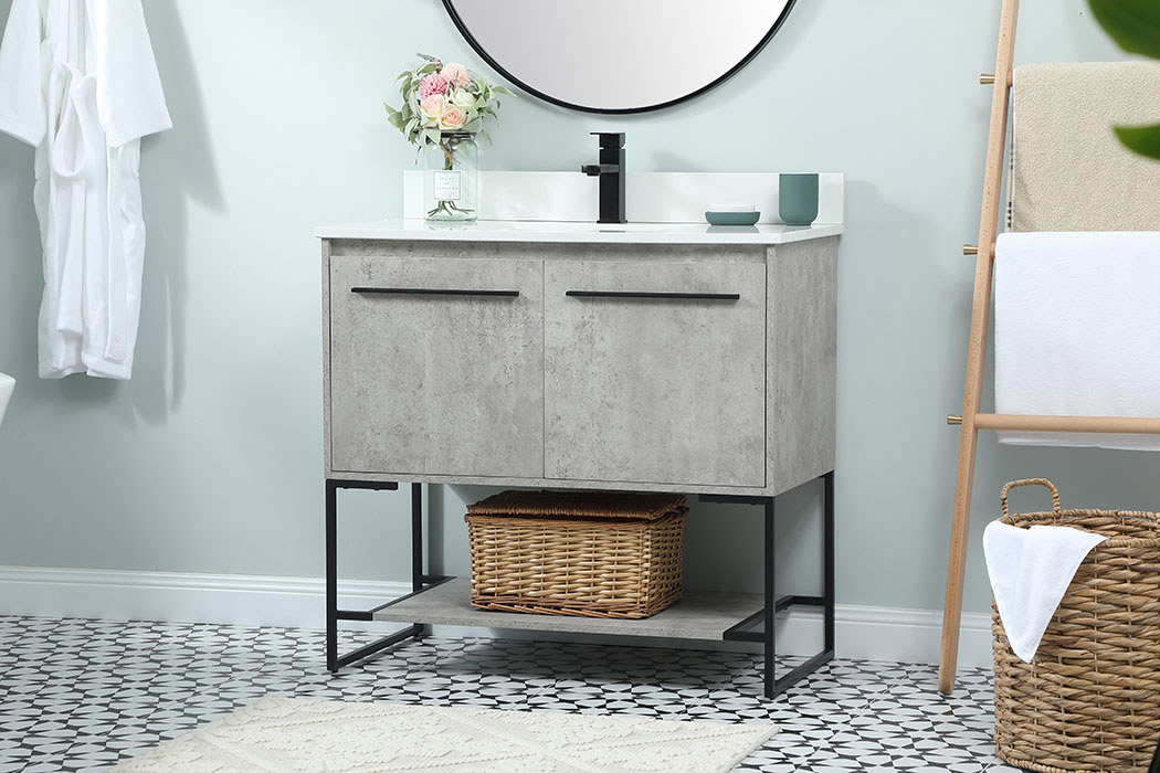 Elegant Bathroom Vanity - Concrete Gray (VF42536MCG-BS)