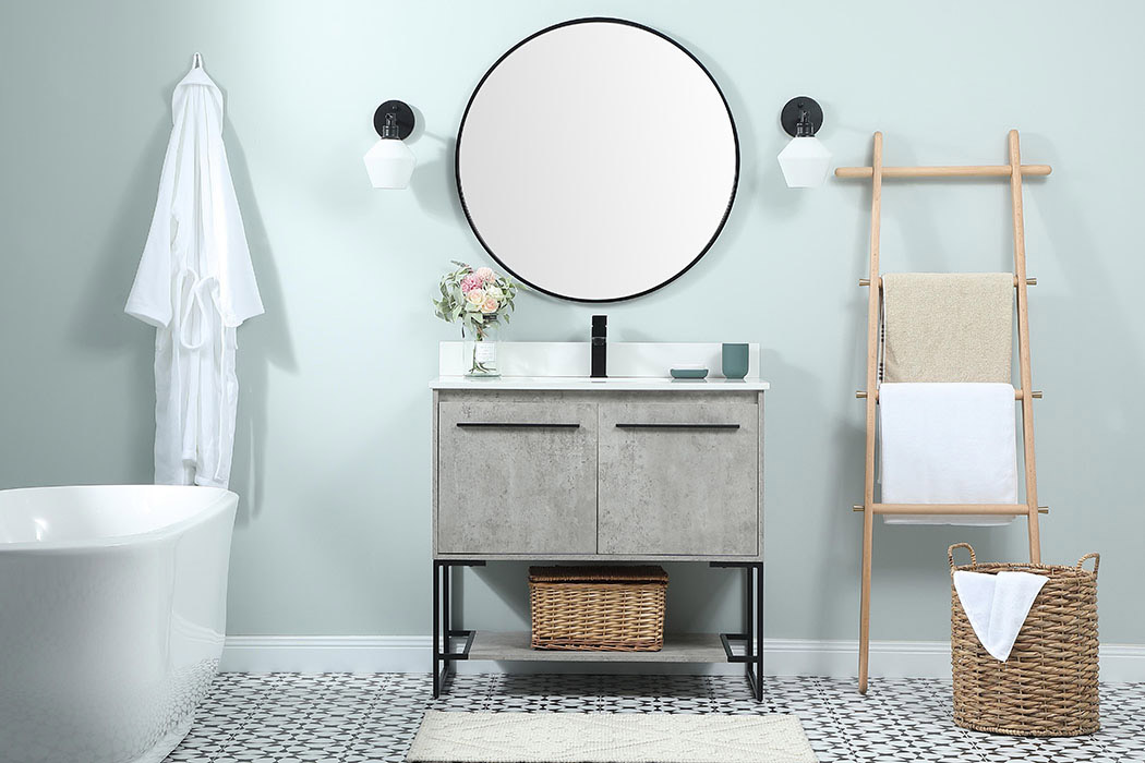 Elegant Bathroom Vanity - Concrete Gray (VF42536MCG-BS)