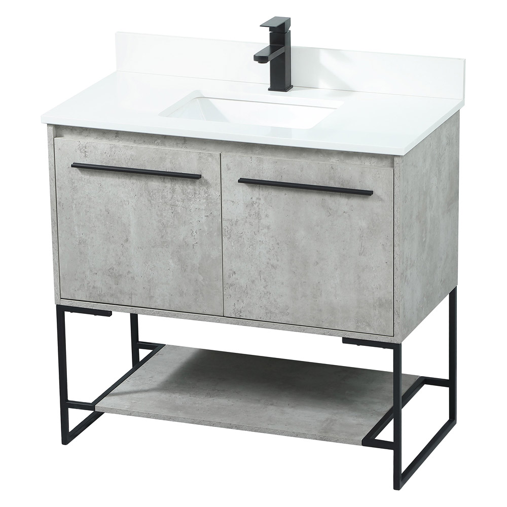 Elegant Bathroom Vanity - Concrete Gray (VF42536MCG-BS)