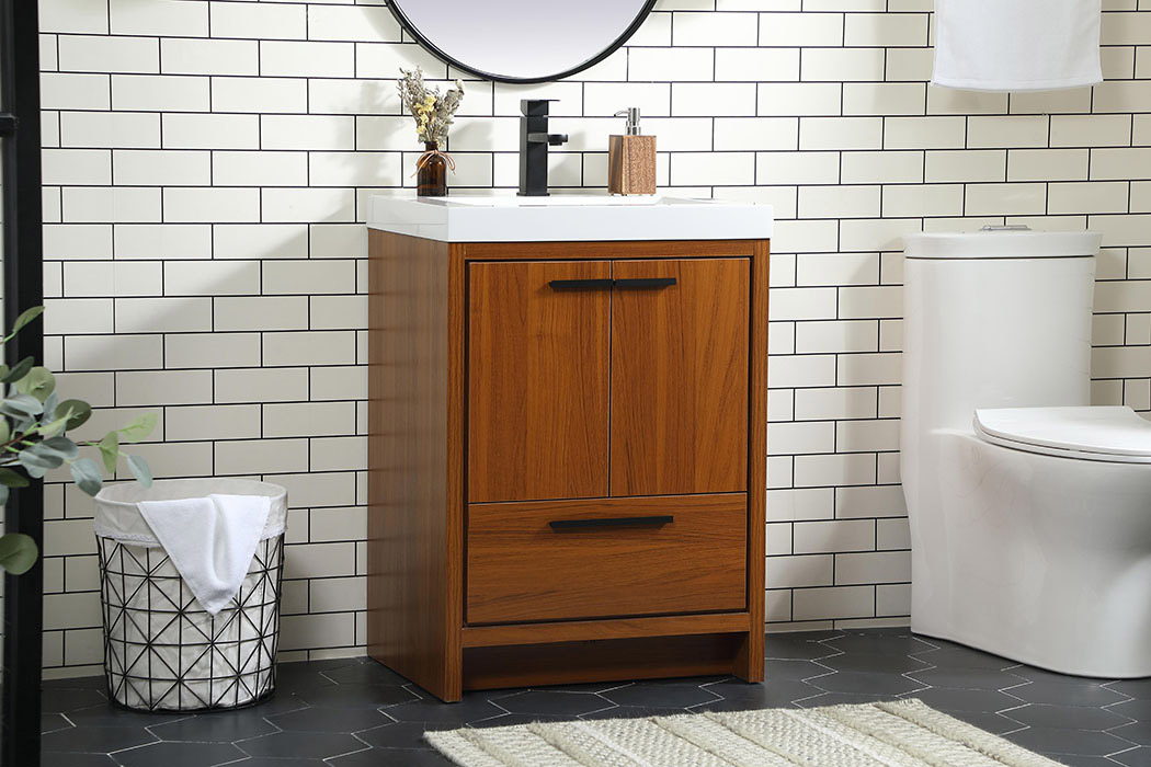 Elegant Bathroom Vanity - Teak, L 24" (VF46024MTK)