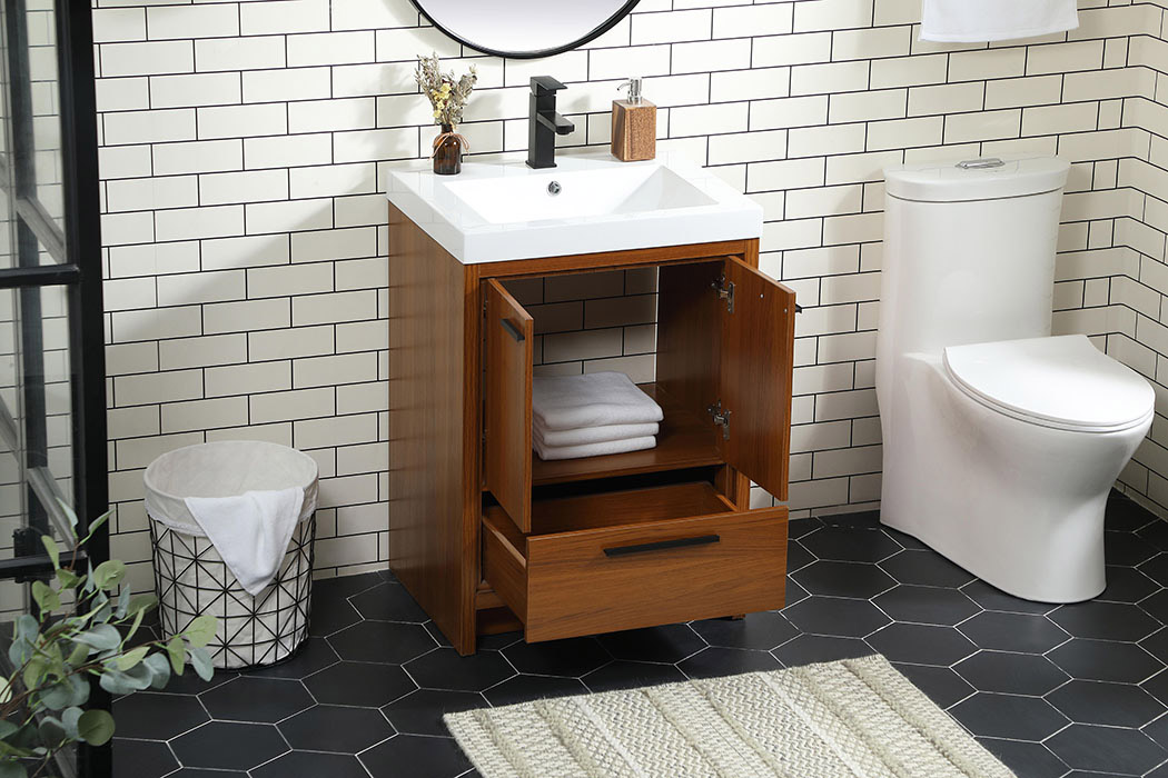 Elegant Bathroom Vanity - Teak, L 24" (VF46024MTK)
