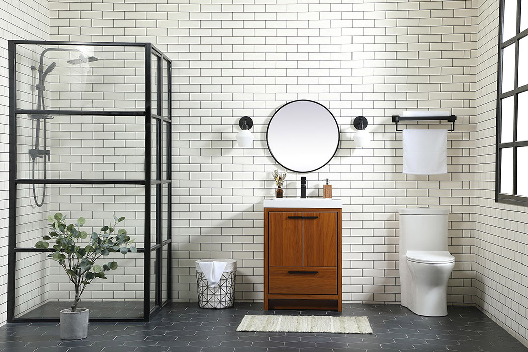 Elegant Bathroom Vanity - Teak, L 24" (VF46024MTK)