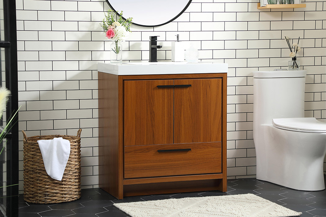 Elegant Bathroom Vanity - Teak, L 30" (VF46030MTK)