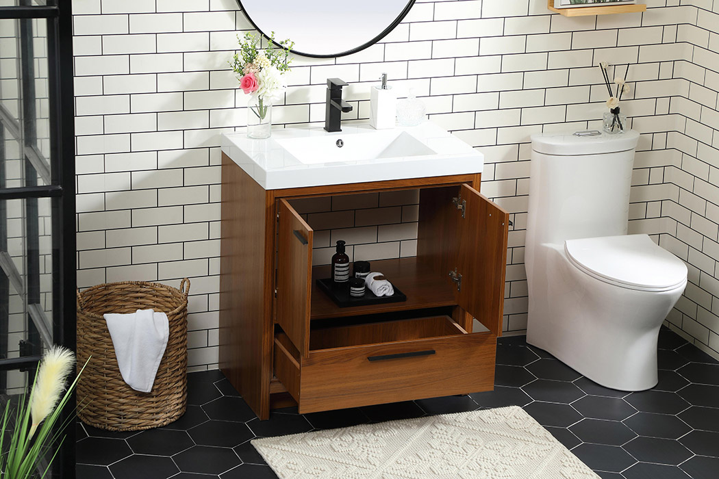 Elegant Bathroom Vanity - Teak, L 30" (VF46030MTK)