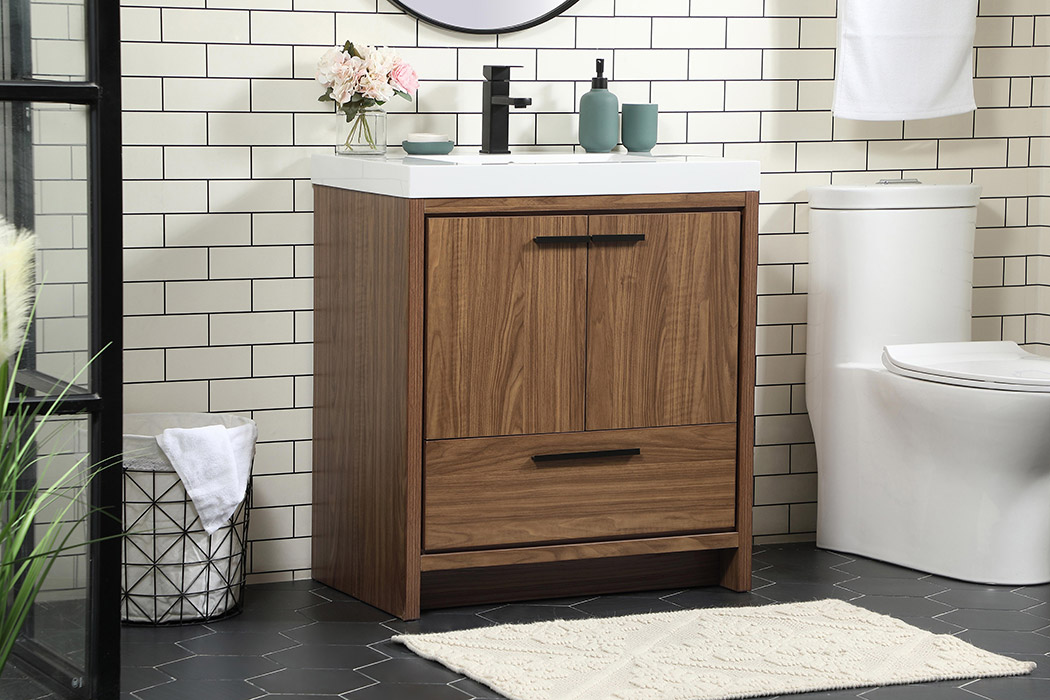 Elegant Bathroom Vanity - Walnut Brown, L 30" (VF46030WB)