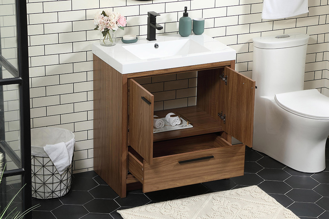 Elegant Bathroom Vanity - Walnut Brown, L 30" (VF46030WB)