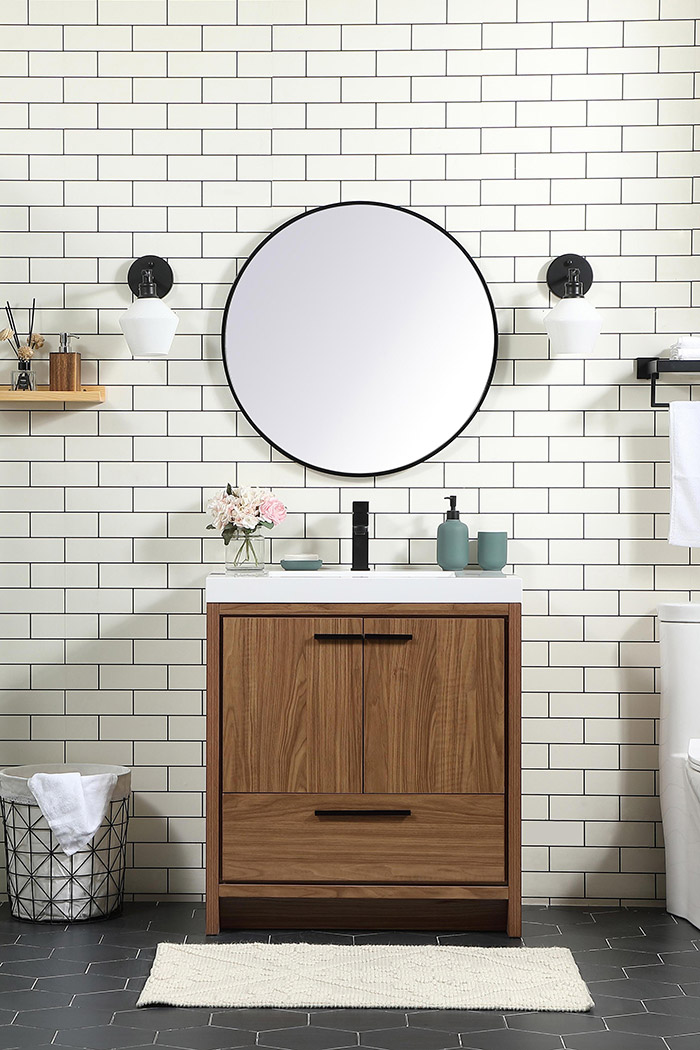 Elegant Bathroom Vanity - Walnut Brown, L 30" (VF46030WB)