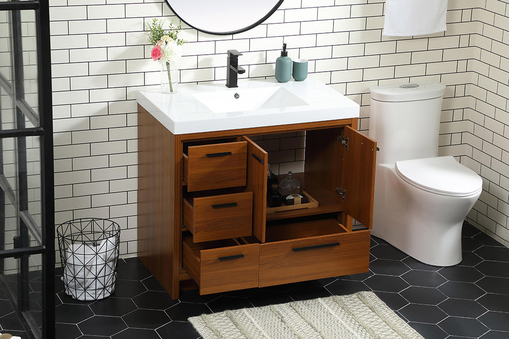 Elegant Bathroom Vanity - Teak, L 36" (VF46036MTK)