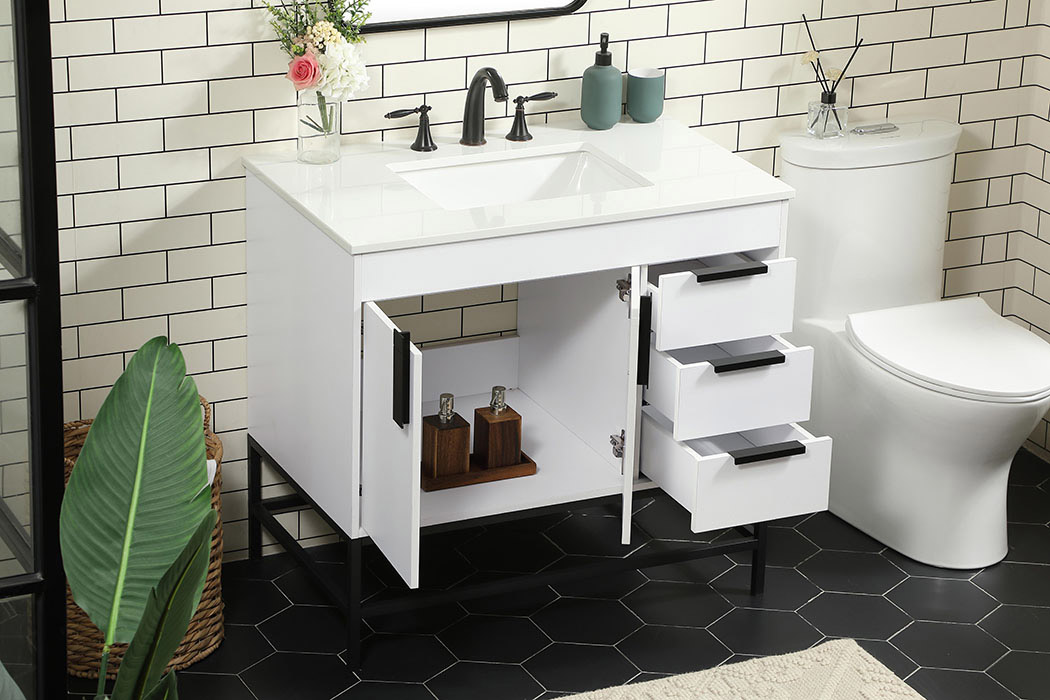 Elegant Bathroom Vanity - White (VF48836MWH)