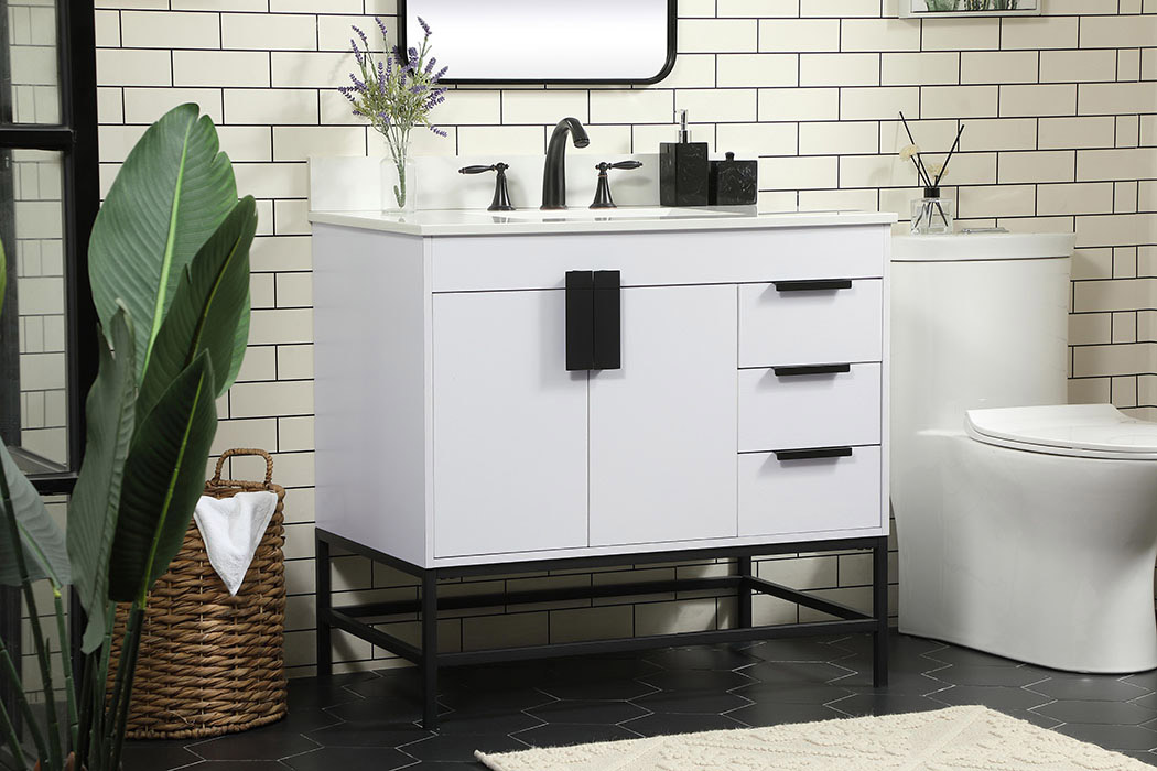 Elegant Bathroom Vanity - White (VF48836MWH-BS)