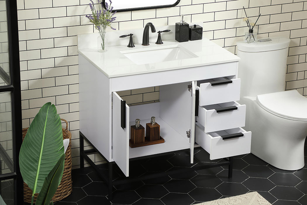 Elegant Bathroom Vanity - White (VF48836MWH-BS)
