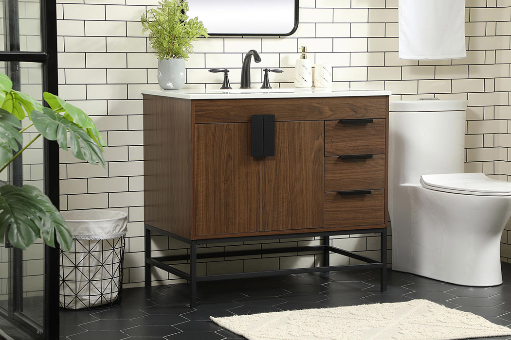 Elegant Bathroom Vanity - Walnut (VF48836MWT)
