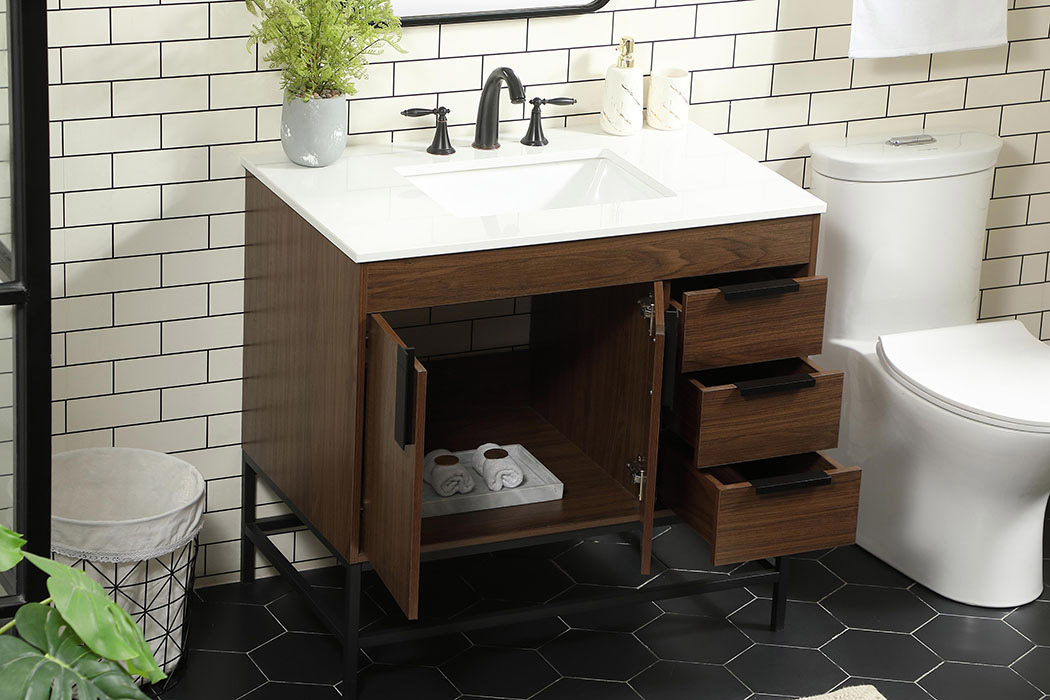 Elegant Bathroom Vanity - Walnut (VF48836MWT)