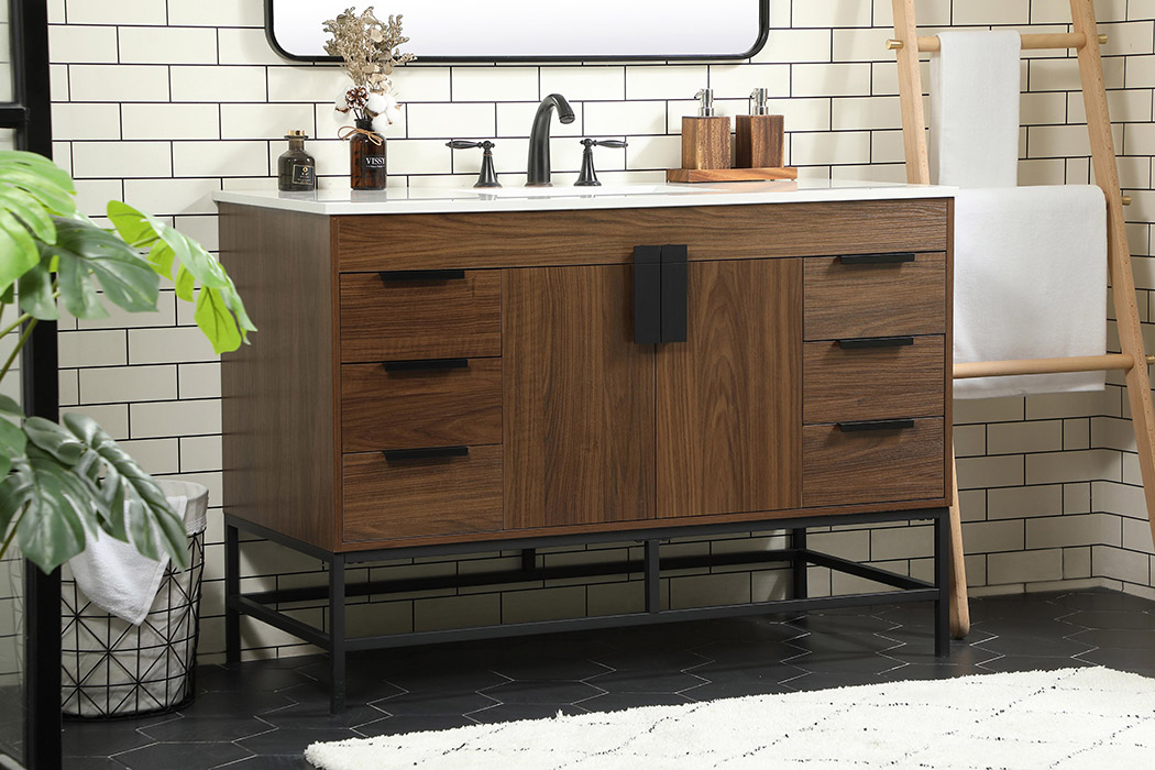 Elegant Bathroom Vanity - Walnut (VF488W48MWT)