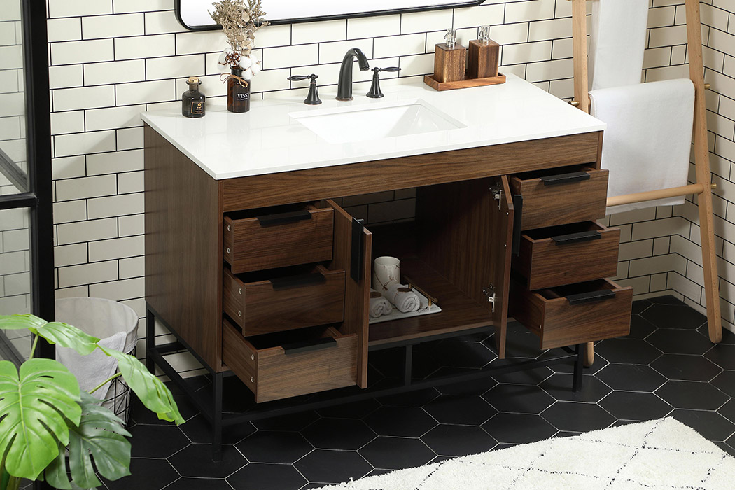 Elegant Bathroom Vanity - Walnut (VF488W48MWT)