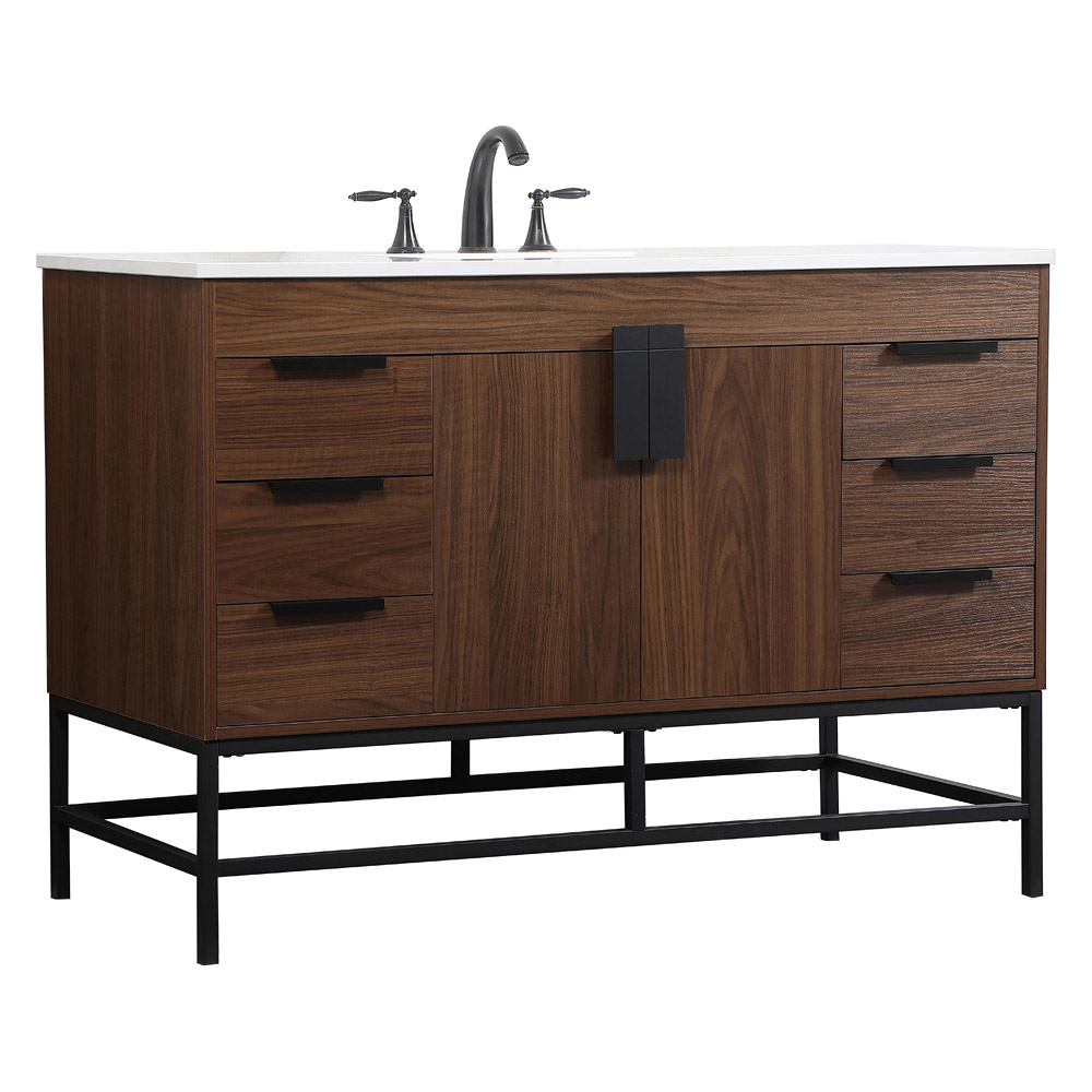 Elegant Bathroom Vanity - Walnut (VF488W48MWT)