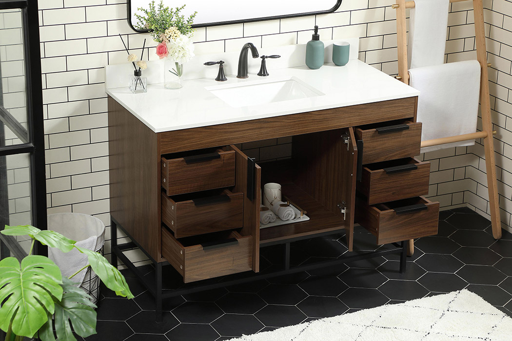 Elegant Bathroom Vanity - Walnut (VF488W48MWT-BS)