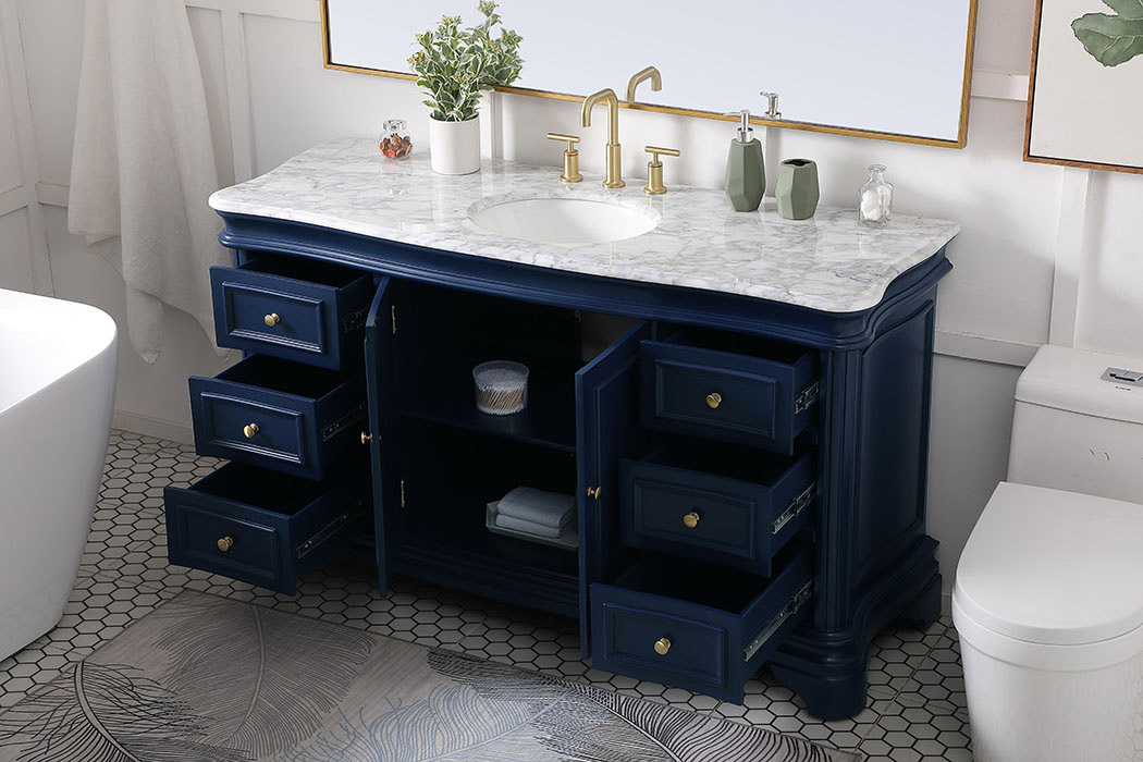 Elegant Single Bathroom Vanity - Blue (VF52060BL)