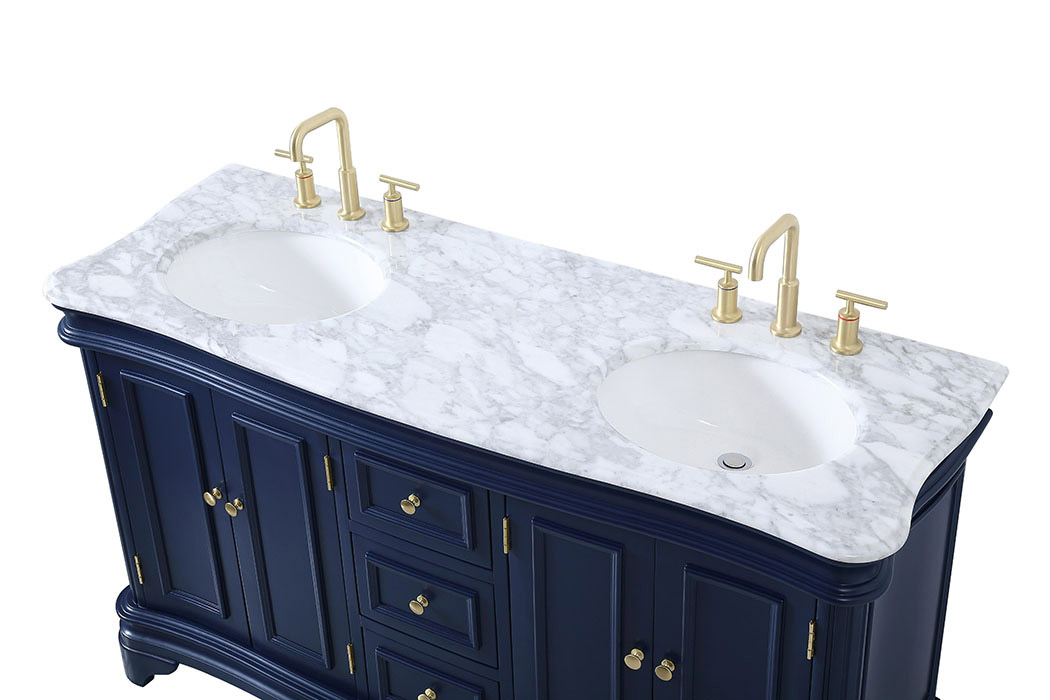Elegant Double Bathroom Vanity - Blue (VF52060DBL)