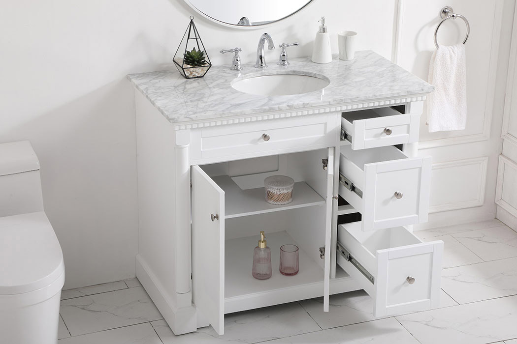 Elegant Bathroom Vanity - White, L 42" (VF53042WH)