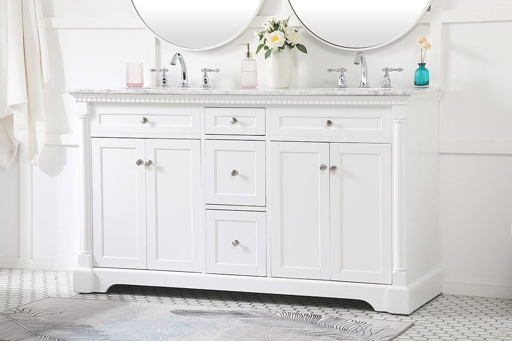 Elegant Bathroom Vanity - White, L 60" (VF53060DWH)