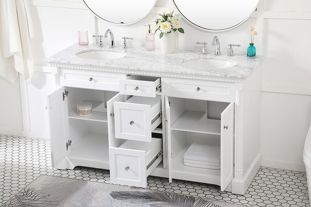 Elegant Bathroom Vanity - White, L 60" (VF53060DWH)