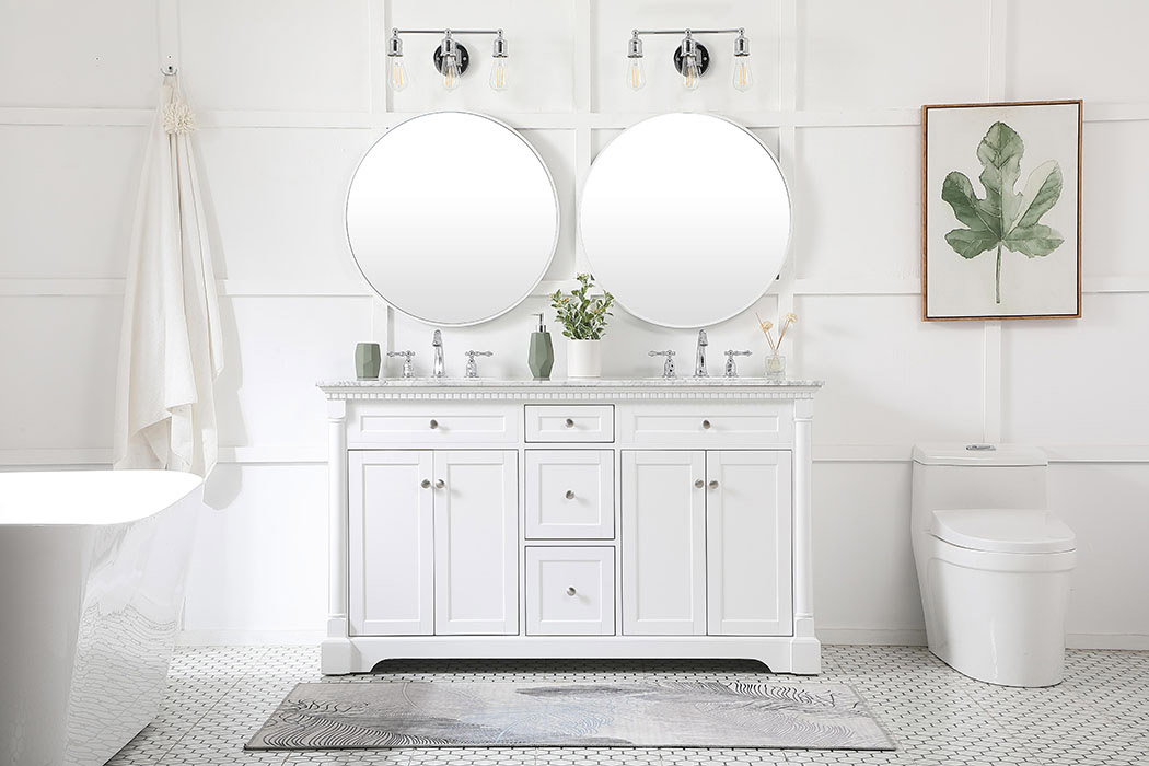 Elegant Bathroom Vanity - White, L 60" (VF53060DWH)