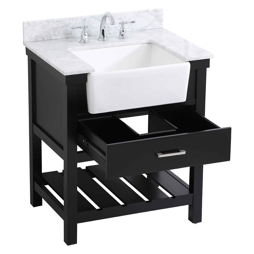 Elegant Bathroom Vanity - Black (VF60130BK-BS)