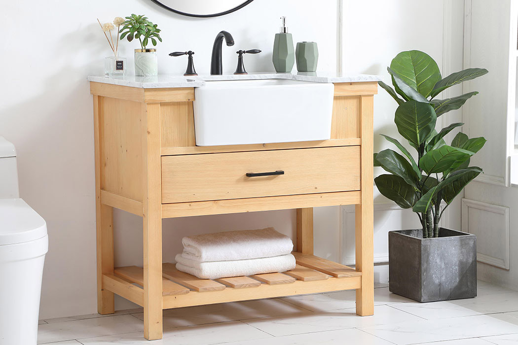 Elegant Bathroom Vanity - Natural Wood (VF60136NW)